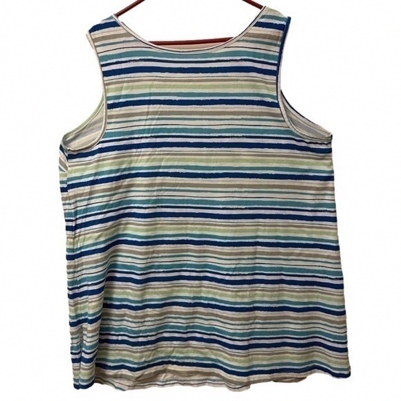Woman Within Multicolor Striped Tank Top - Picture 3 of 6